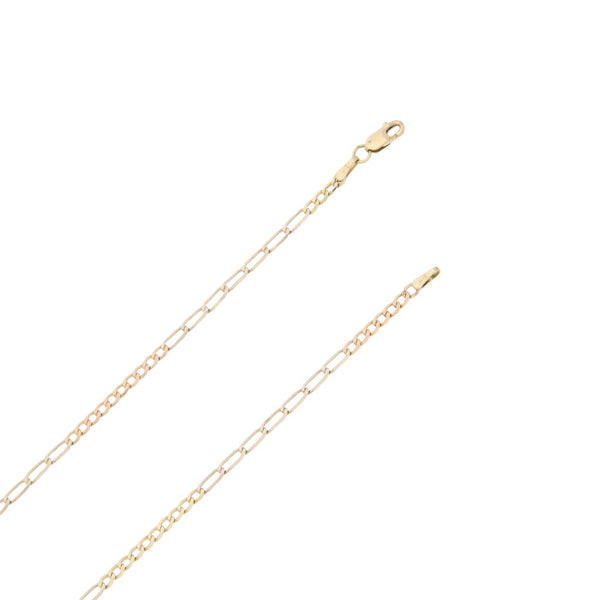 Collar de diez eslabones por siete en oro tres tonos 14 kilates.