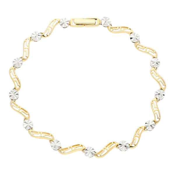 Pulsera eslabón articulado en oro dos tonos 14 kilates.