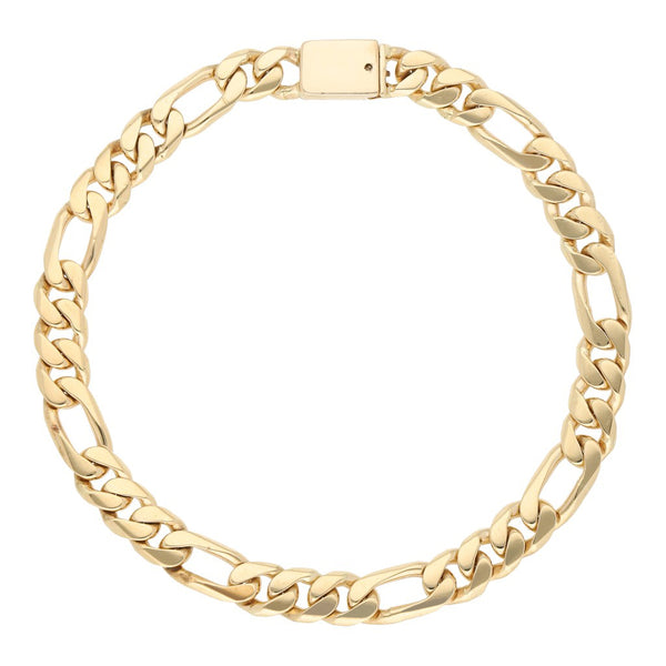 Pulsera de tres eslabones por uno en oro amarillo 14 kilates.