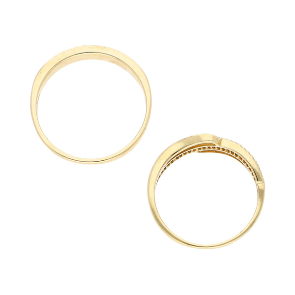 Anillo y churumbela diseño especial con circonias en oro amarillo 14 kilates.