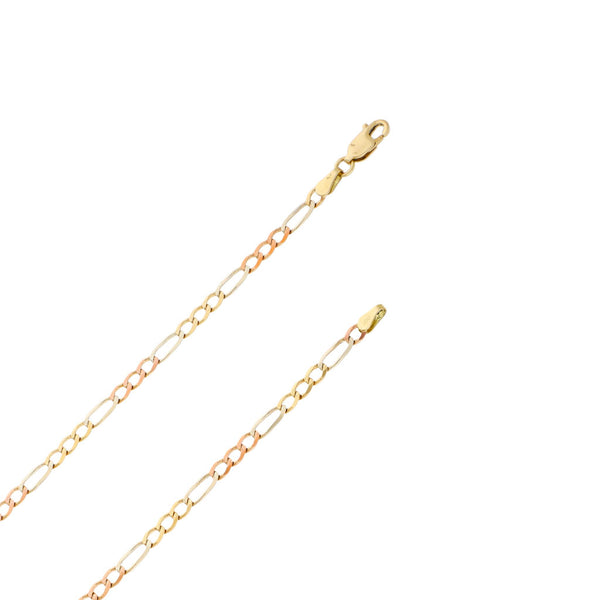 Collar de tres eslabones por uno y medalla diseño especial en oro tres tonos 14 kilates.