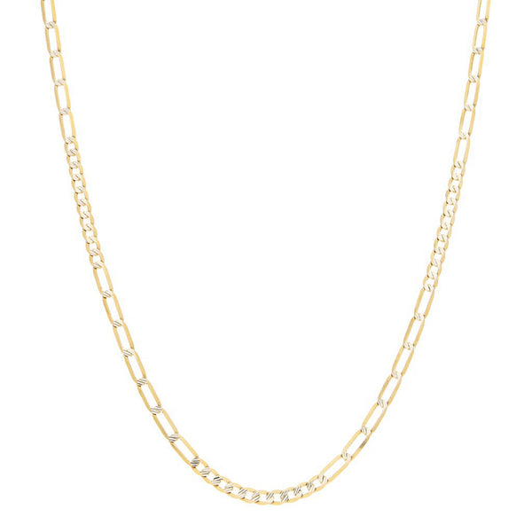 Collar de diez eslabones por siete platinado en oro amarillo 14 kilates.
