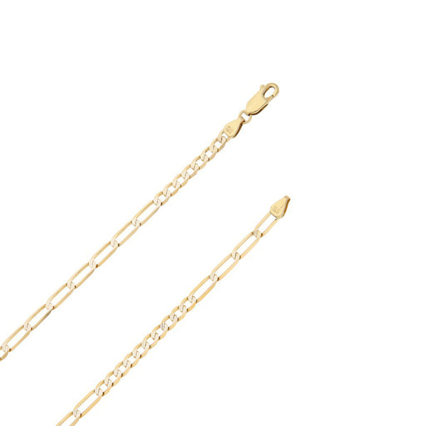 Collar de diez eslabones por siete platinado en oro amarillo 14 kilates.