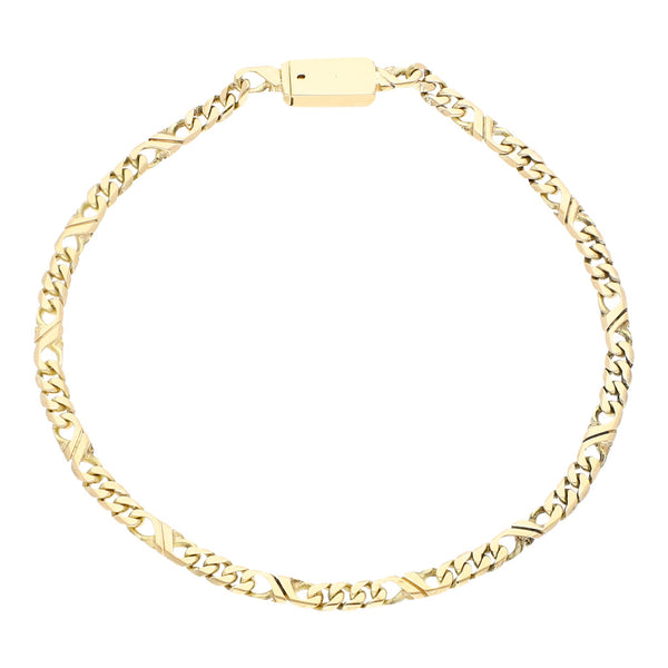 Pulsera eslabón combinado en oro amarillo 14 kilates.