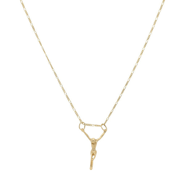 Collar de tres eslabones por uno y Cristo diseño especial en oro amarillo 14 kilates.