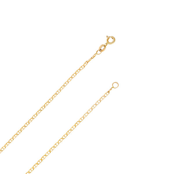 Juego de collar eslabón nudo marino y dije calado con sintético en oro amarillo 14 kilates.