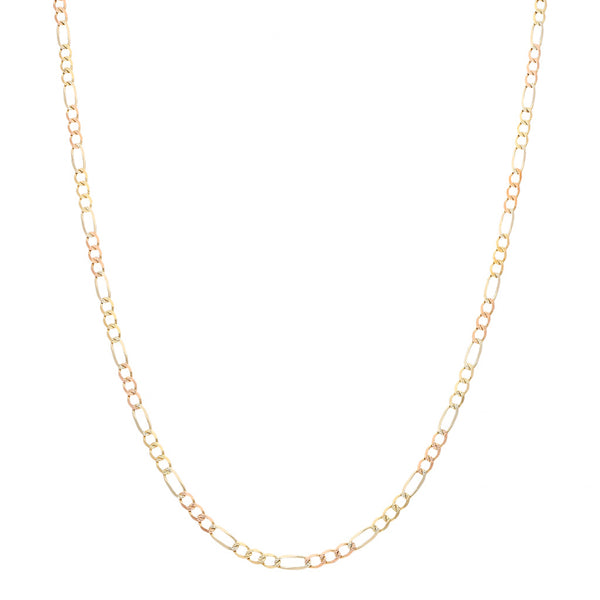 Collar de tres eslabones por uno en oro tres tonos 14 kilates.
