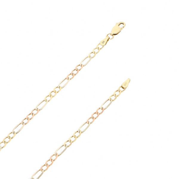 Collar de tres eslabones por uno en oro tres tonos 14 kilates.