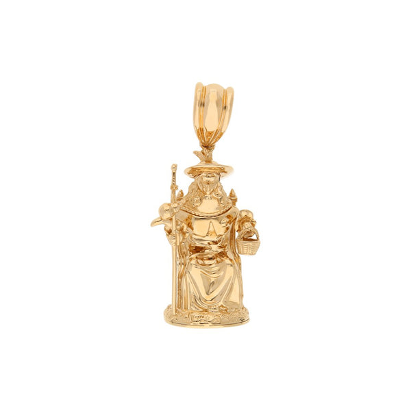 Medalla diseño especial motivo Santo Niño de Atocha en oro amarillo 14 kilates.