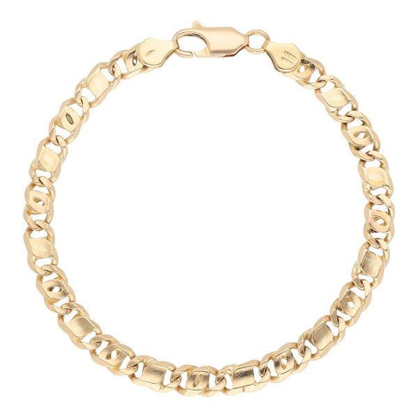 Pulsera eslabón combinado en oro rosa 14 kilates.
