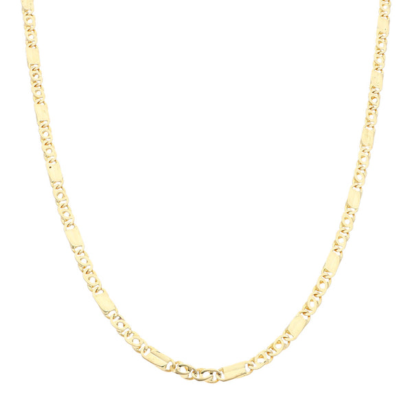 Collar eslabón combinado en oro amarillo 14 kilates.