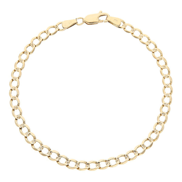 Pulsera eslabón encontrado platinado en oro amarillo 14 kilates.