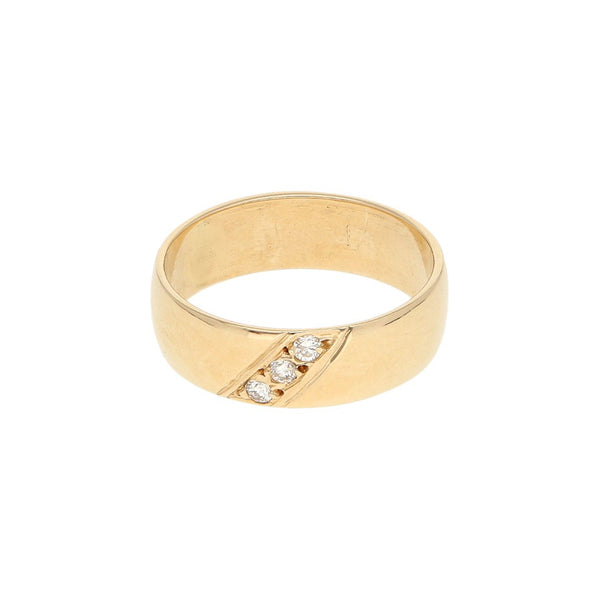 Argolla lisa con diamantes en oro amarillo 14 kilates.