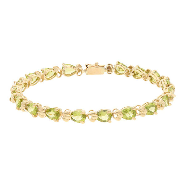 Pulsera eslabón articulado con sintéticos en oro 14 kilates.
