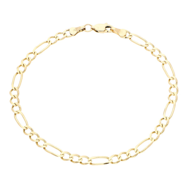 Pulsera de tres eslabones por uno en oro amarillo 14 kilates.