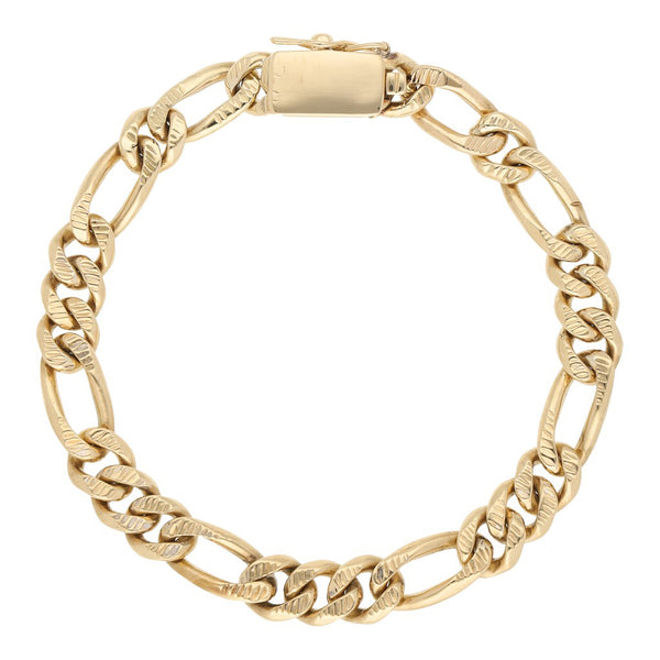 Pulsera de tres eslabones por uno en oro amarillo 14 kilates.