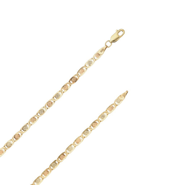 Collar eslabón nudo marino en oro tres tonos 14 kilates.
