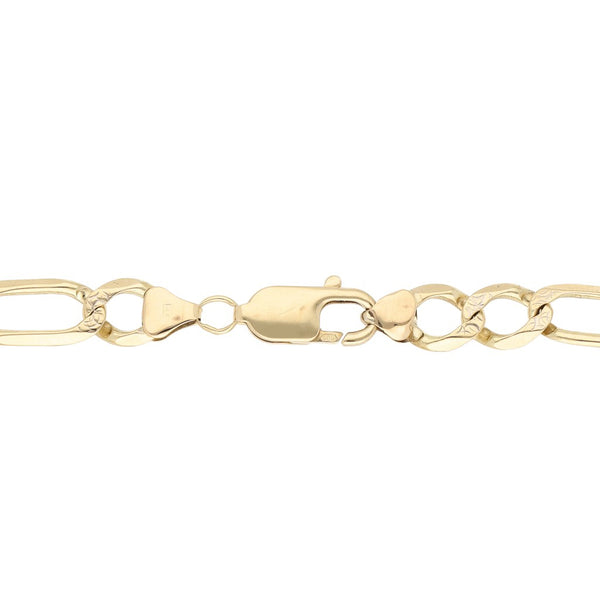 Pulsera de tres eslabones por uno platinados en oro amarillo 14 kilates.