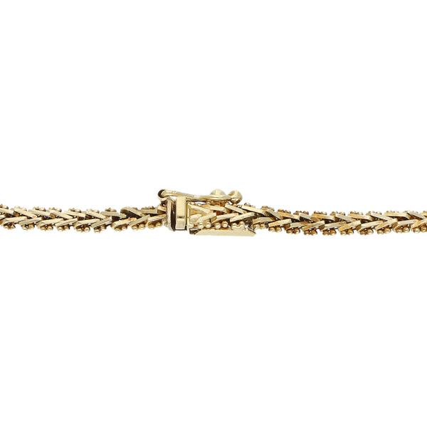 Pulsera eslabón boleado en oro tres tonos 14 kilates.