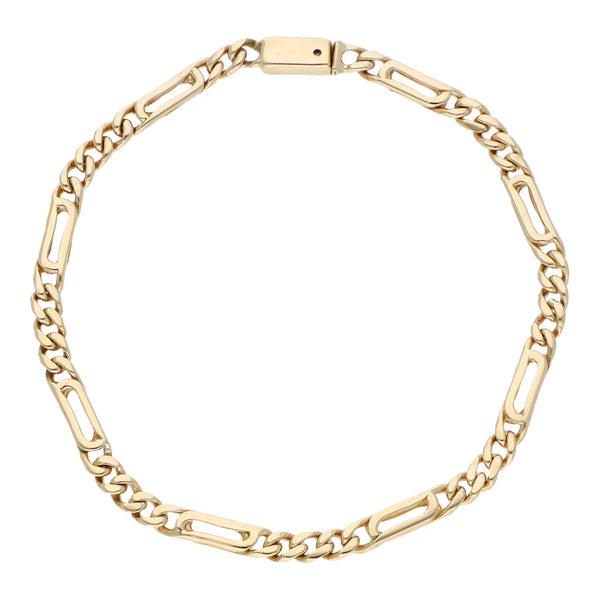 Pulsera eslabón combinado en oro amarillo 14 kilates.