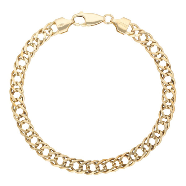 Pulsera eslabón encontrado doble en oro amarillo 14 kilates.