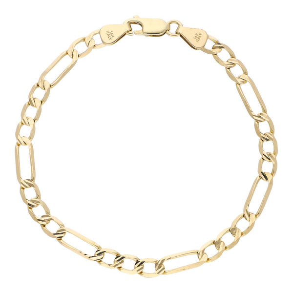 Pulsera de tres eslabones por uno en oro amarillo 14 kilates.