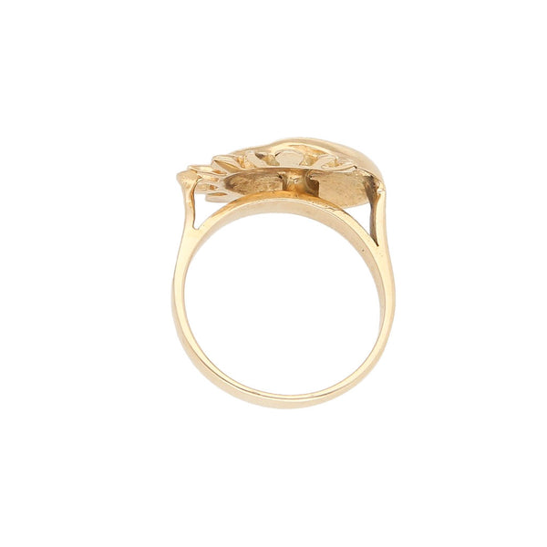 Anillo diseño especial motivo sol y luna en oro amarillo 14 kilates.