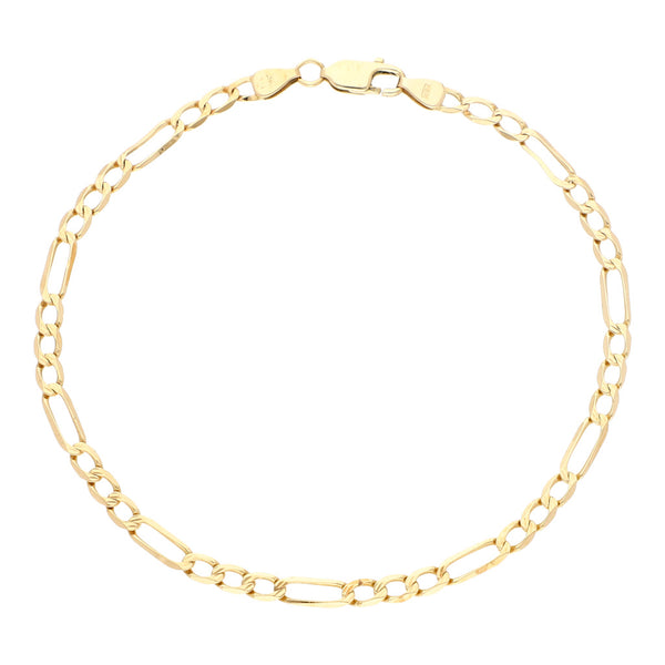 Pulsera de tres eslabones por uno en oro amarillo 14 kilates.