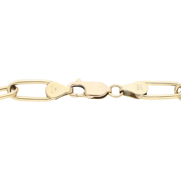 Pulsera eslabón cruzado en oro amarillo 14 kilates.