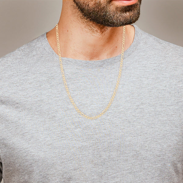Collar de tres eslabones por uno en oro amarillo 14 kilates.