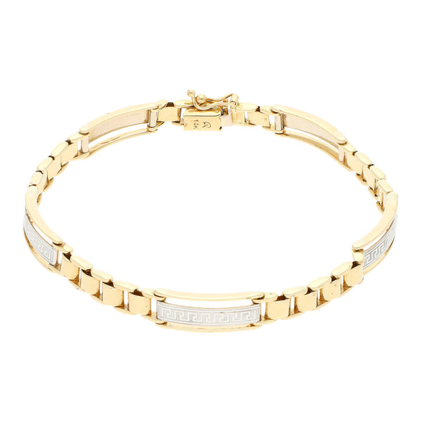 Pulsera eslabón articulado en oro dos tonos 14 kilates.