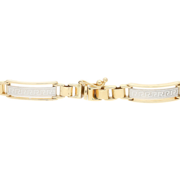 Pulsera eslabón articulado en oro dos tonos 14 kilates.