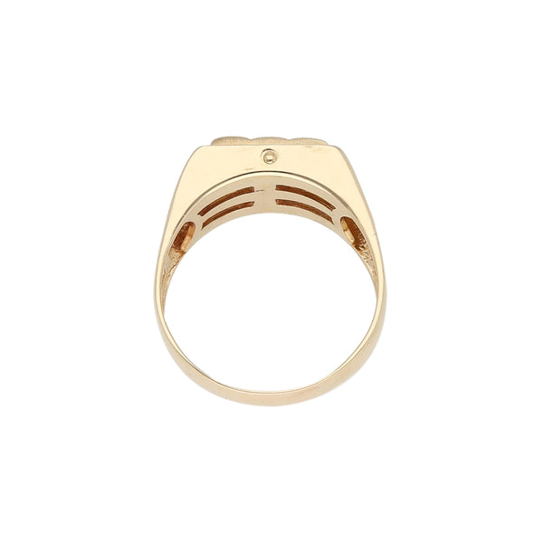 Anillo tipo sello en oro dos tonos 14 kilates.