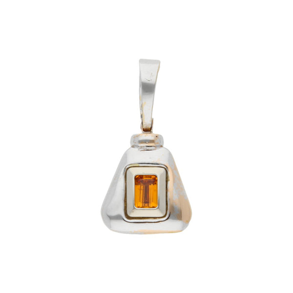 Dije diseño especial con ambar en oro blanco 18 kilates.
