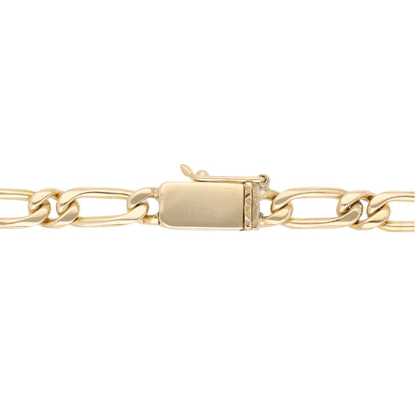 Pulsera eslabón combinado con colgante motivo trébol en oro amarillo 14 kilates.