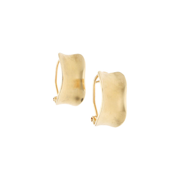 Aretes lisos en oro amarillo 14 kilates.