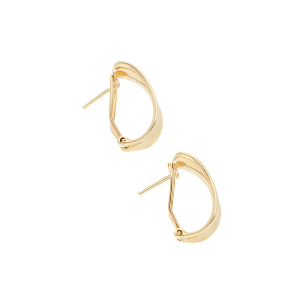 Aretes lisos en oro amarillo 14 kilates.