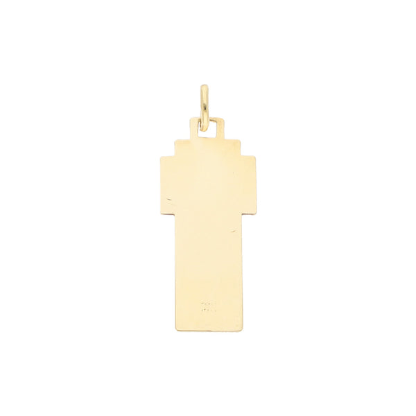Medalla estilizada motivo Cristo en oro amarillo 14 kilates.