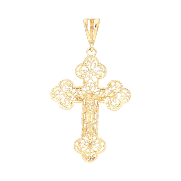 Crucifijo calado en oro amarillo 14 kilates.
