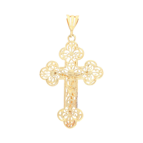 Crucifijo calado en oro amarillo 14 kilates.