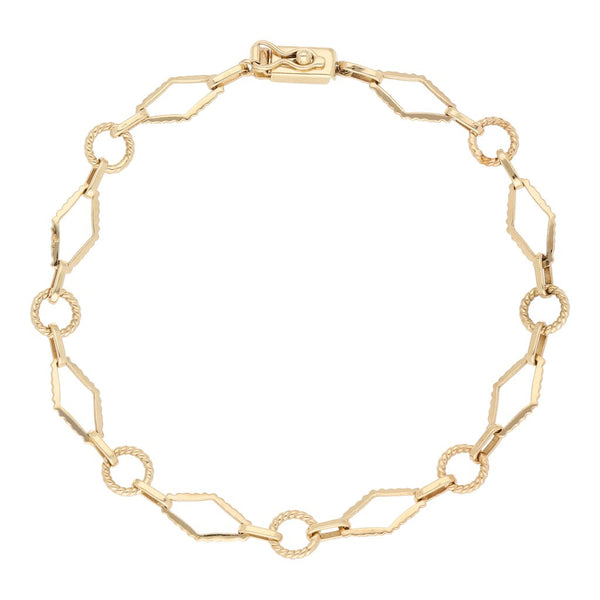 Pulsera eslabón encontrado en oro amarillo 14 kilates.