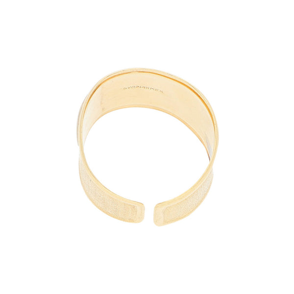 Anillo ajustable motivo cuerpos celestes en oro dos tonos 14 kilates.