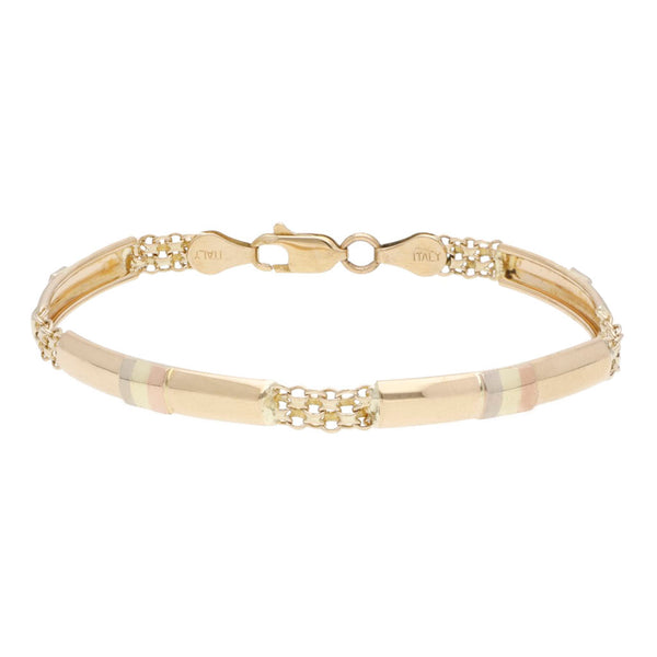 Pulsera eslabón articulado en oro amarillo 14 kilates.