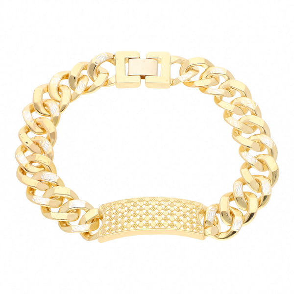 Esclava eslabón encontrado platinado en oro amarillo 14 kilates.