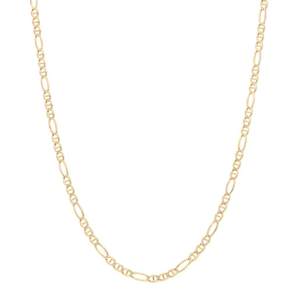 Collar eslabón combinado platinado en oro amarillo 14 kilates.