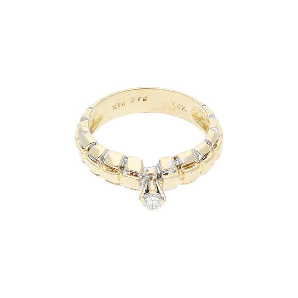 Anillo de compromiso con diamante en oro amarillo 14 kilates.