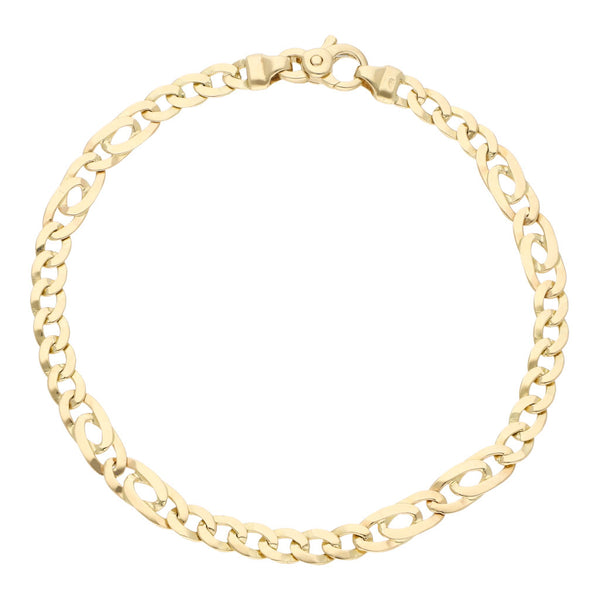 Pulsera eslabón combinado en oro amarillo 14 kilates.