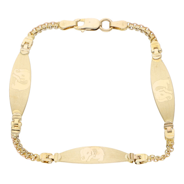 Pulsera eslabón combinado en oro amarillo 14 kilates.