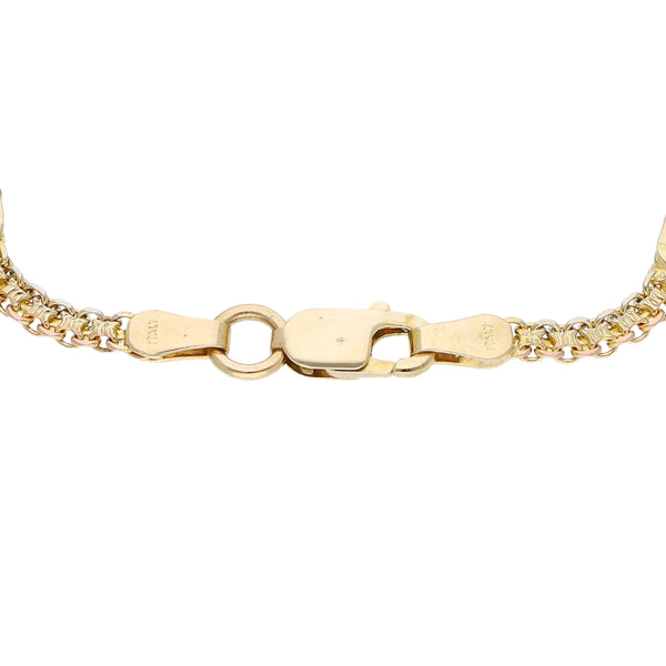 Pulsera eslabón combinado en oro amarillo 14 kilates.