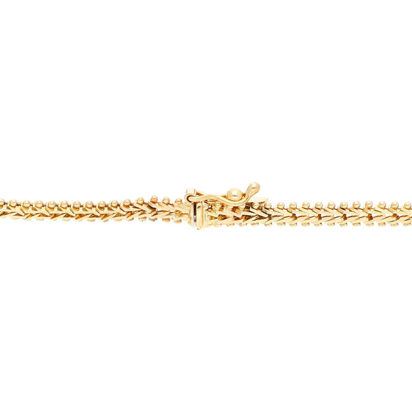 Pulsera eslabón boleado en oro tres tonos 14 kilates.